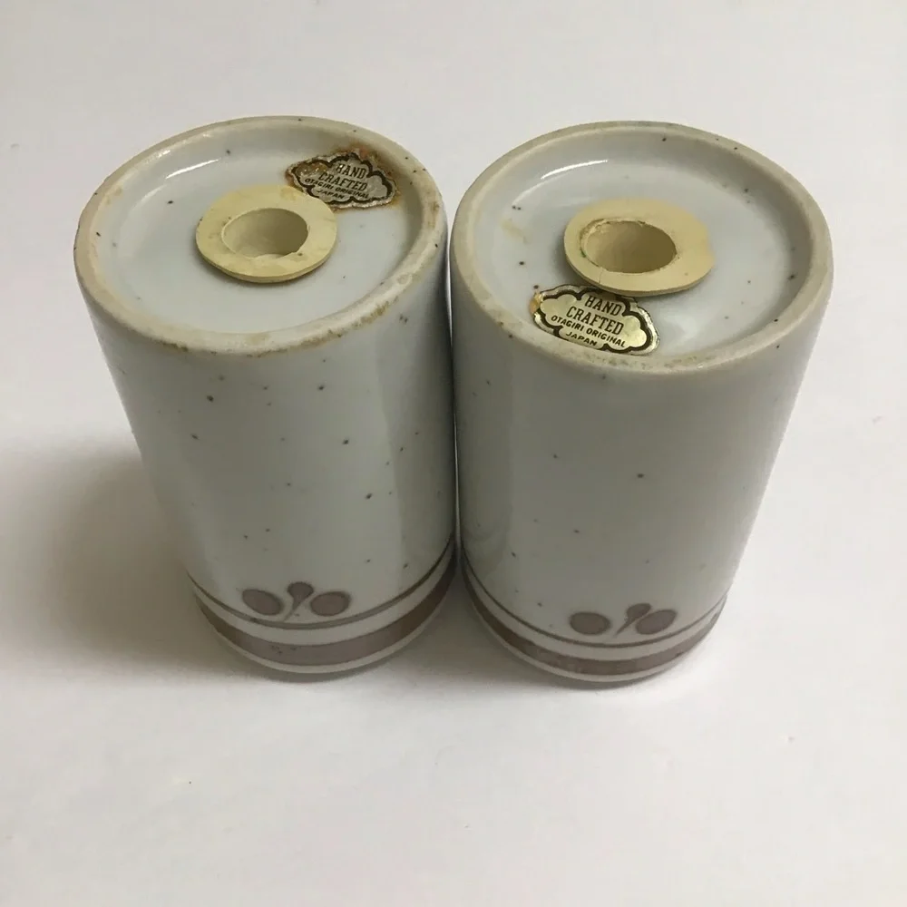 Otagiri Japan Brown Speckled Stoneware Salt & Pepper Shakers Boho Vintage Japan